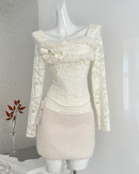 Lace small shirt elmo short skirt a set