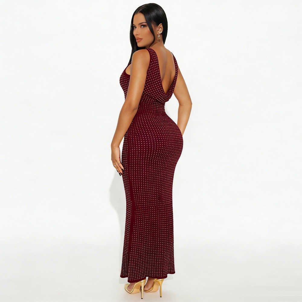 Rhinestone wear sexy high waist dress for women