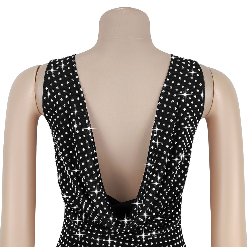 Rhinestone wear sexy high waist dress for women
