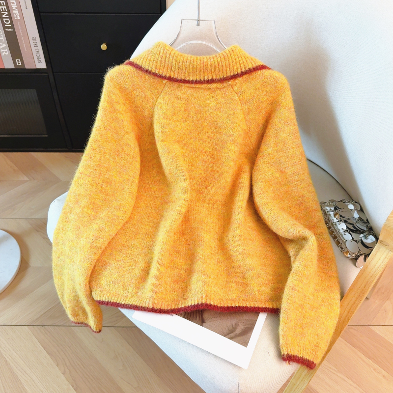 Spring lazy tops Western style doll collar cardigan for women