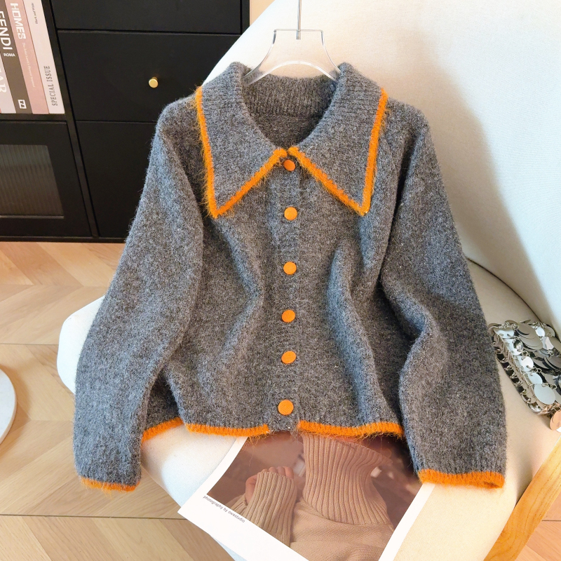 Spring lazy tops Western style doll collar cardigan for women