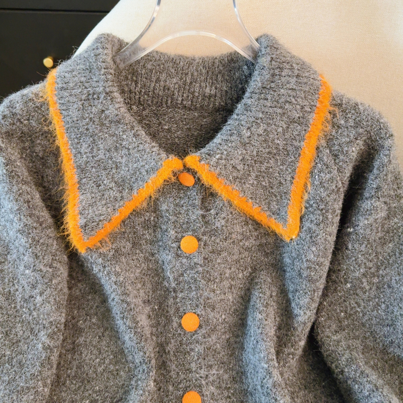 Spring lazy tops Western style doll collar cardigan for women