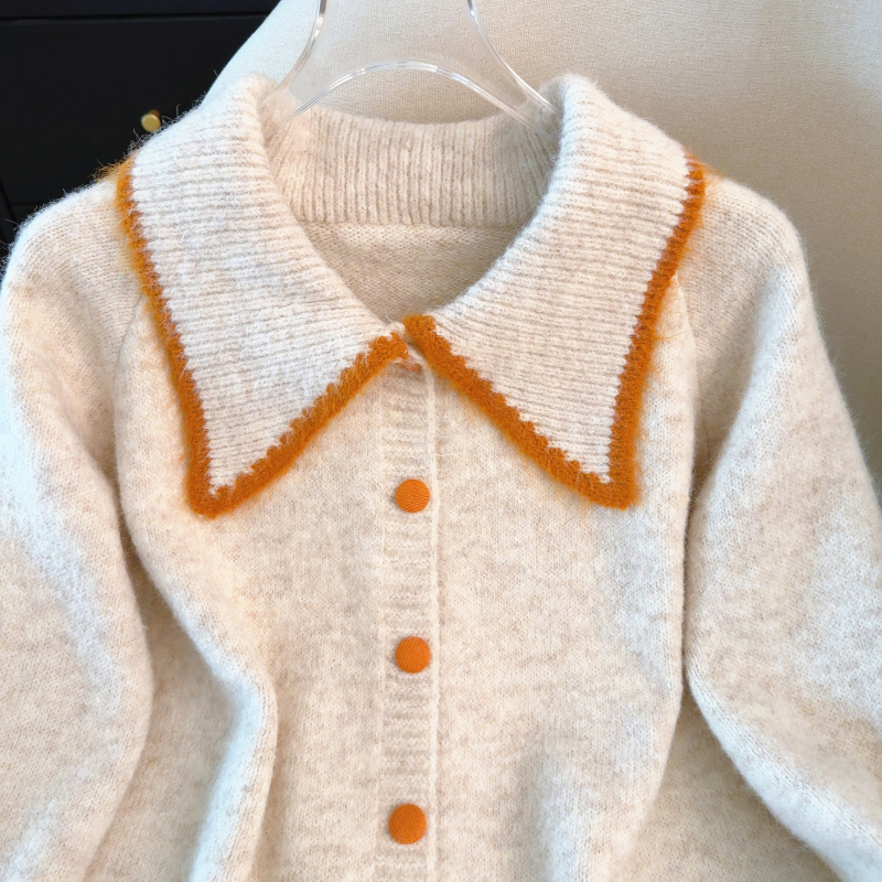 Spring lazy tops Western style doll collar cardigan for women