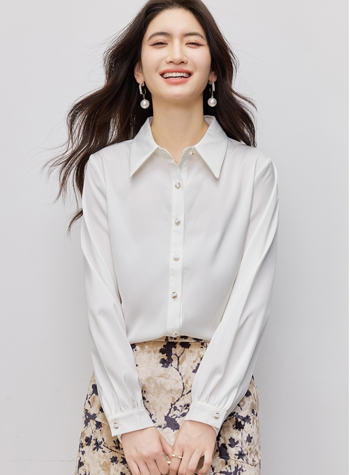 Temperament white Western style show young simple shirt for women