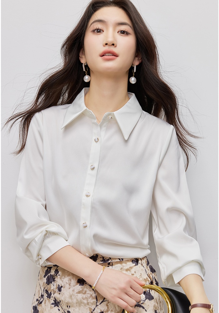 Temperament white Western style show young simple shirt for women