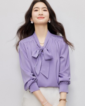 V-neck spring tops streamer Western style shirt for women