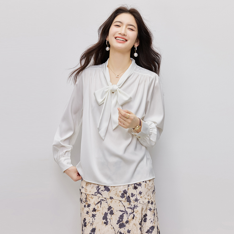 V-neck spring tops streamer Western style shirt for women