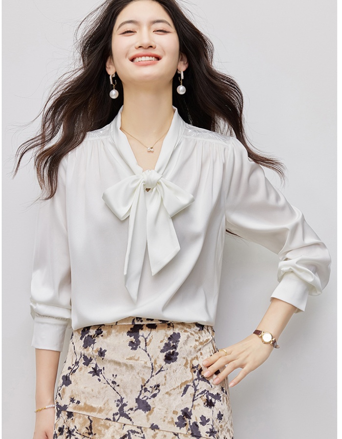 V-neck spring tops streamer Western style shirt for women