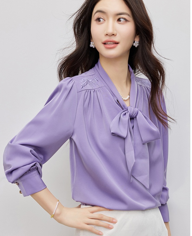 V-neck spring tops streamer Western style shirt for women