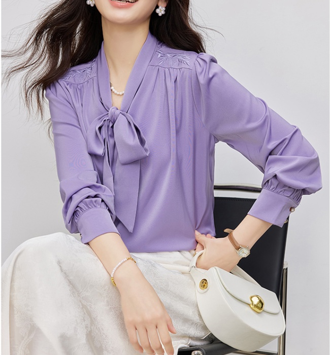 V-neck spring tops streamer Western style shirt for women