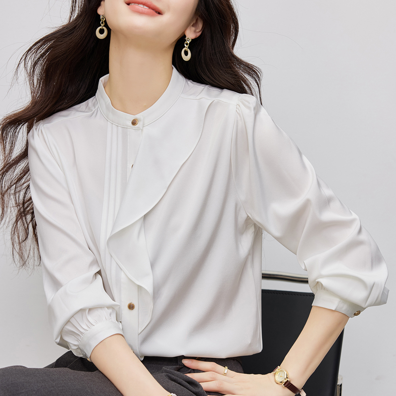 Niche cstand collar shirt profession long sleeve tops
