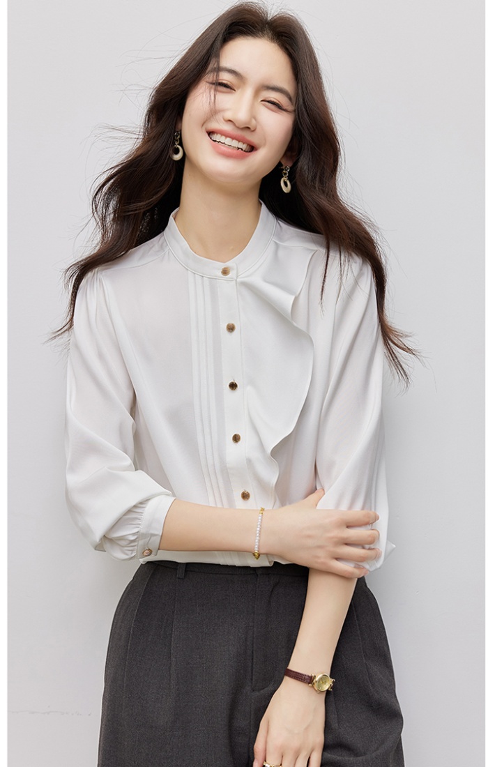 Niche cstand collar shirt profession long sleeve tops