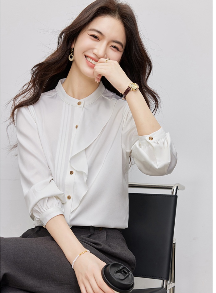 Niche cstand collar shirt profession long sleeve tops