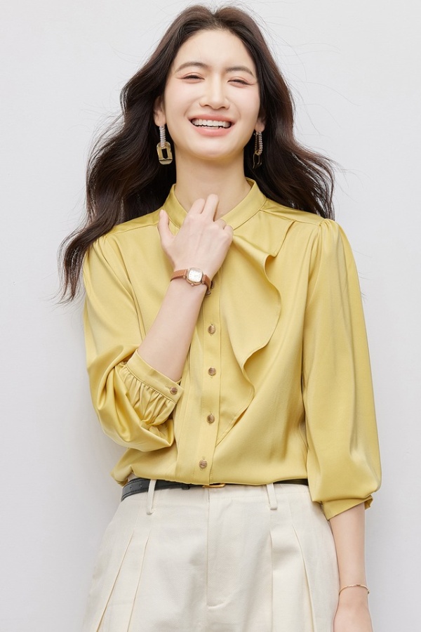 Niche cstand collar shirt profession long sleeve tops