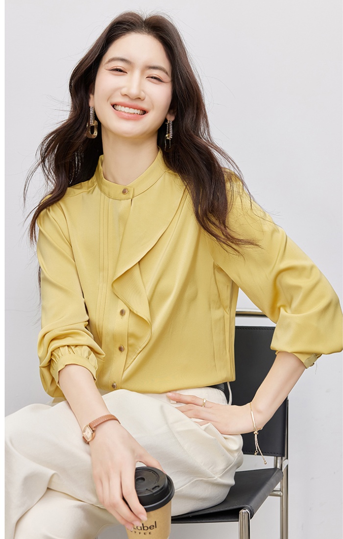 Niche cstand collar shirt profession long sleeve tops