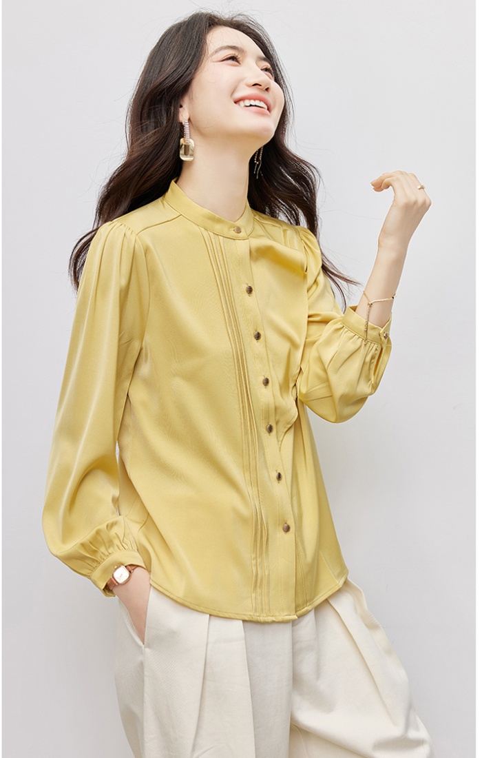 Niche cstand collar shirt profession long sleeve tops