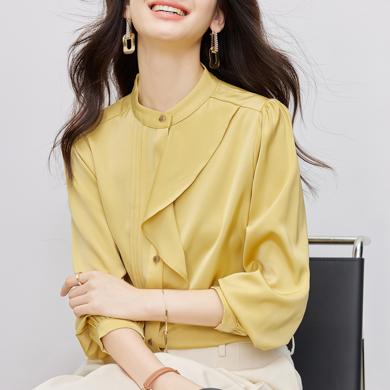 Niche cstand collar shirt profession long sleeve tops