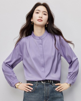 Western style long sleeve shirt purple tops for women