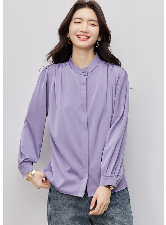 Western style long sleeve shirt purple tops for women