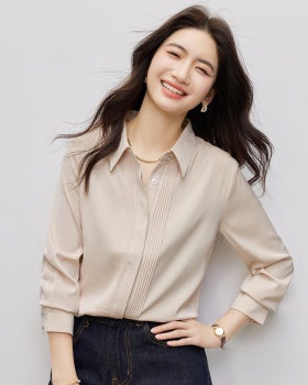 Temperament simple long sleeve Casual all-match Western style shirt