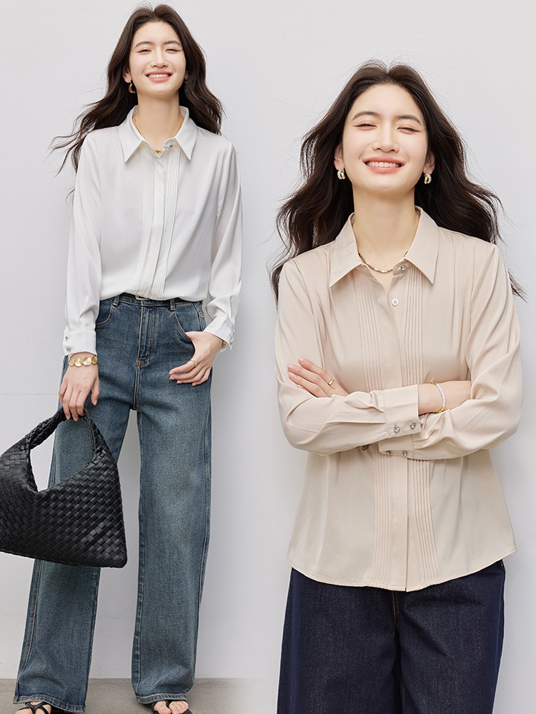 Temperament simple long sleeve Casual all-match Western style shirt