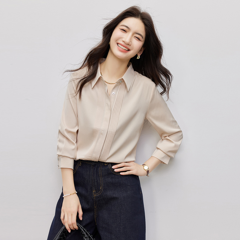 Temperament simple long sleeve Casual all-match Western style shirt