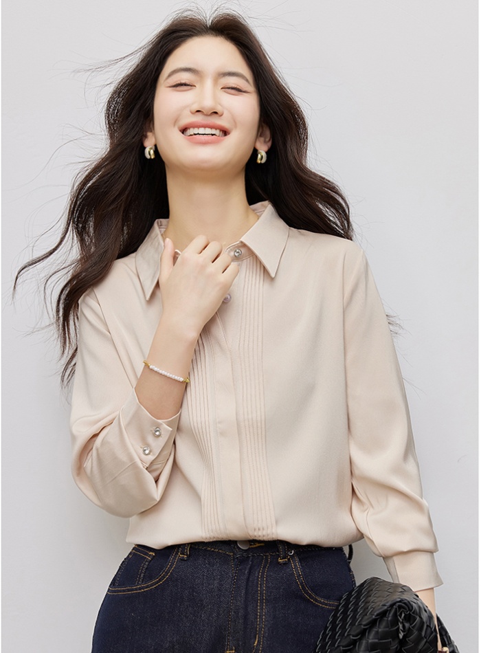 Temperament simple long sleeve Casual all-match Western style shirt