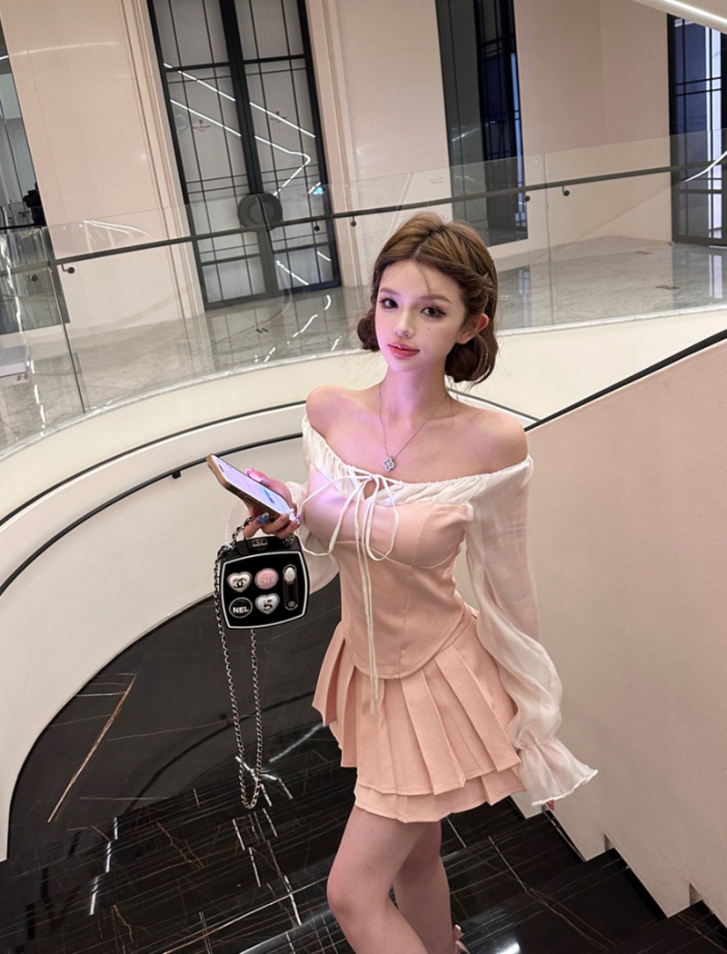 Pinched waist culottes spring skirt a set for women