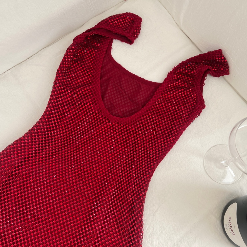 Halter light luxury T-back christmas diamond dress