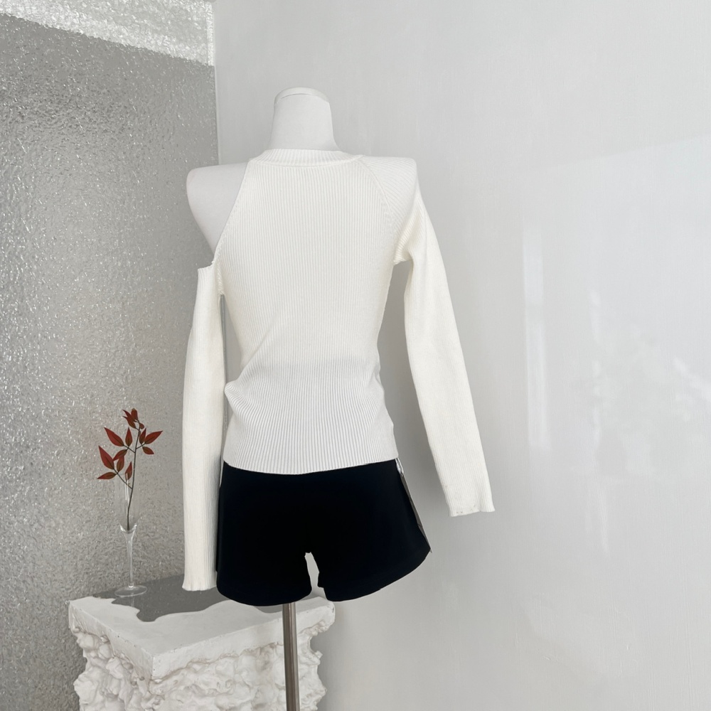 Hollow irregular tops cross diamond splice sweater