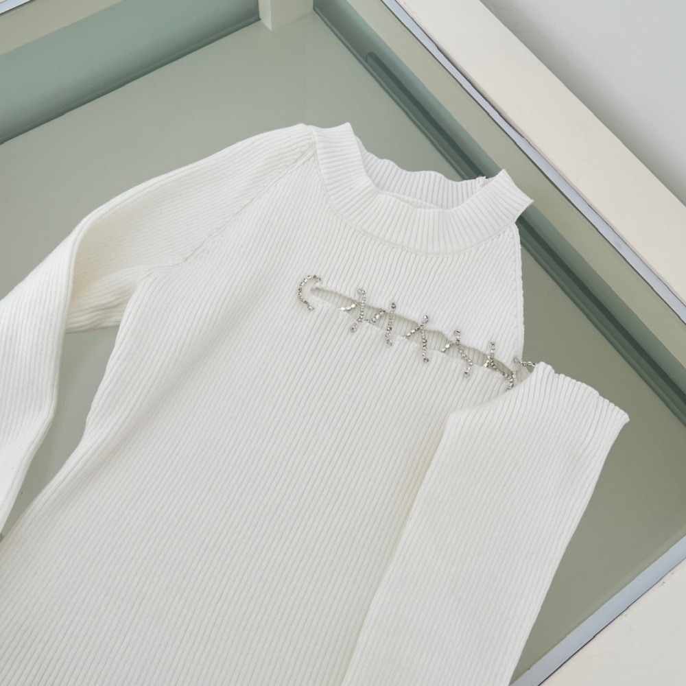 Hollow irregular tops cross diamond splice sweater