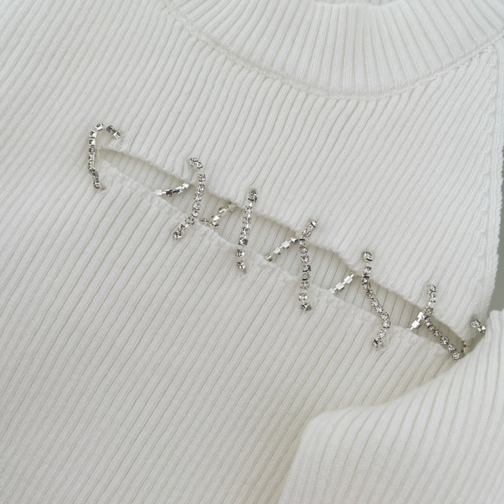 Hollow irregular tops cross diamond splice sweater