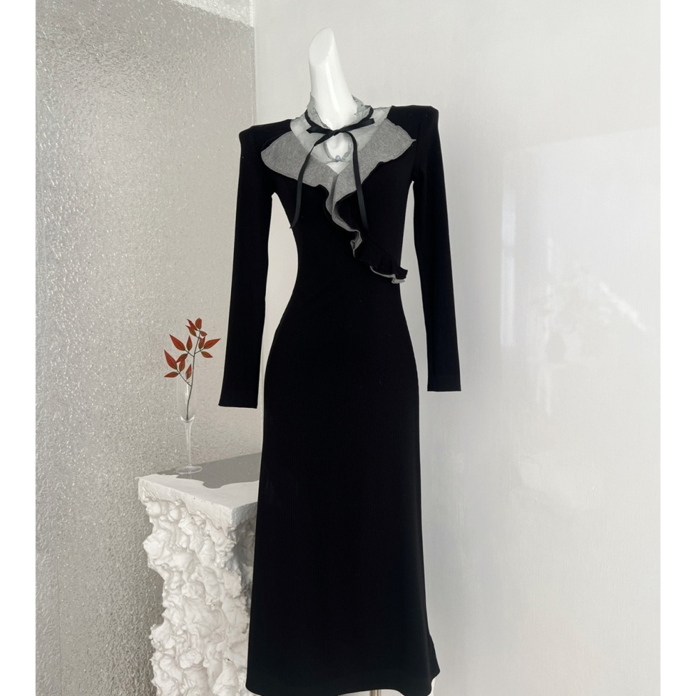 Pinched waist lace bow France style frenum dress