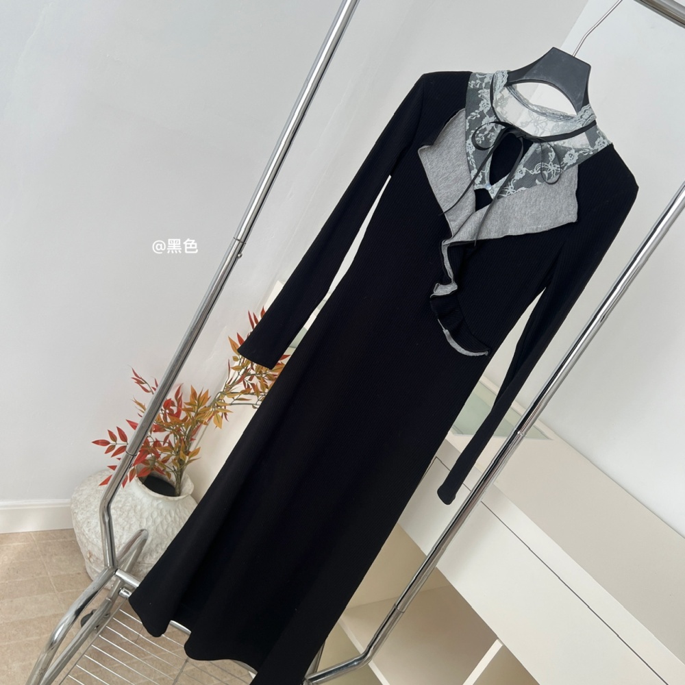 Pinched waist lace bow France style frenum dress