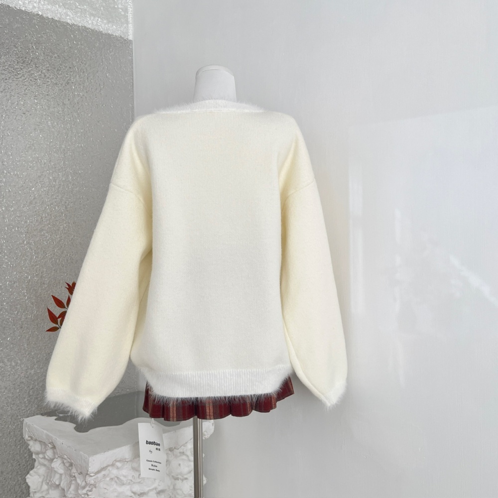 Maiden cherry coat V-neck skirt 2pcs set for women