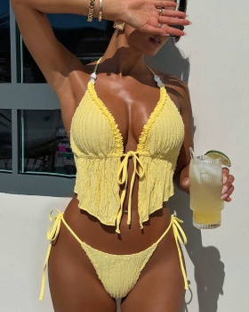 Sexy yellow seaside spa separate vacation bikini swimwear