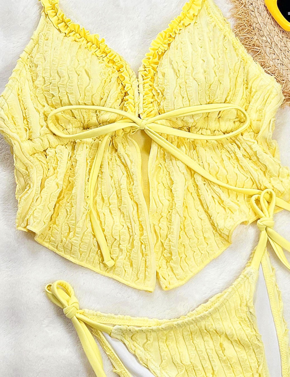 Sexy yellow seaside spa separate vacation bikini swimwear