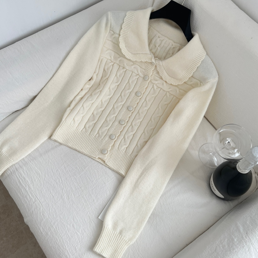 Knitted twist tops lapel temperament long skirt a set