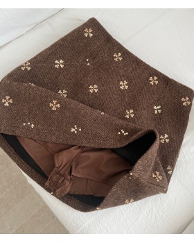 Woolen skirt sequins short skirt