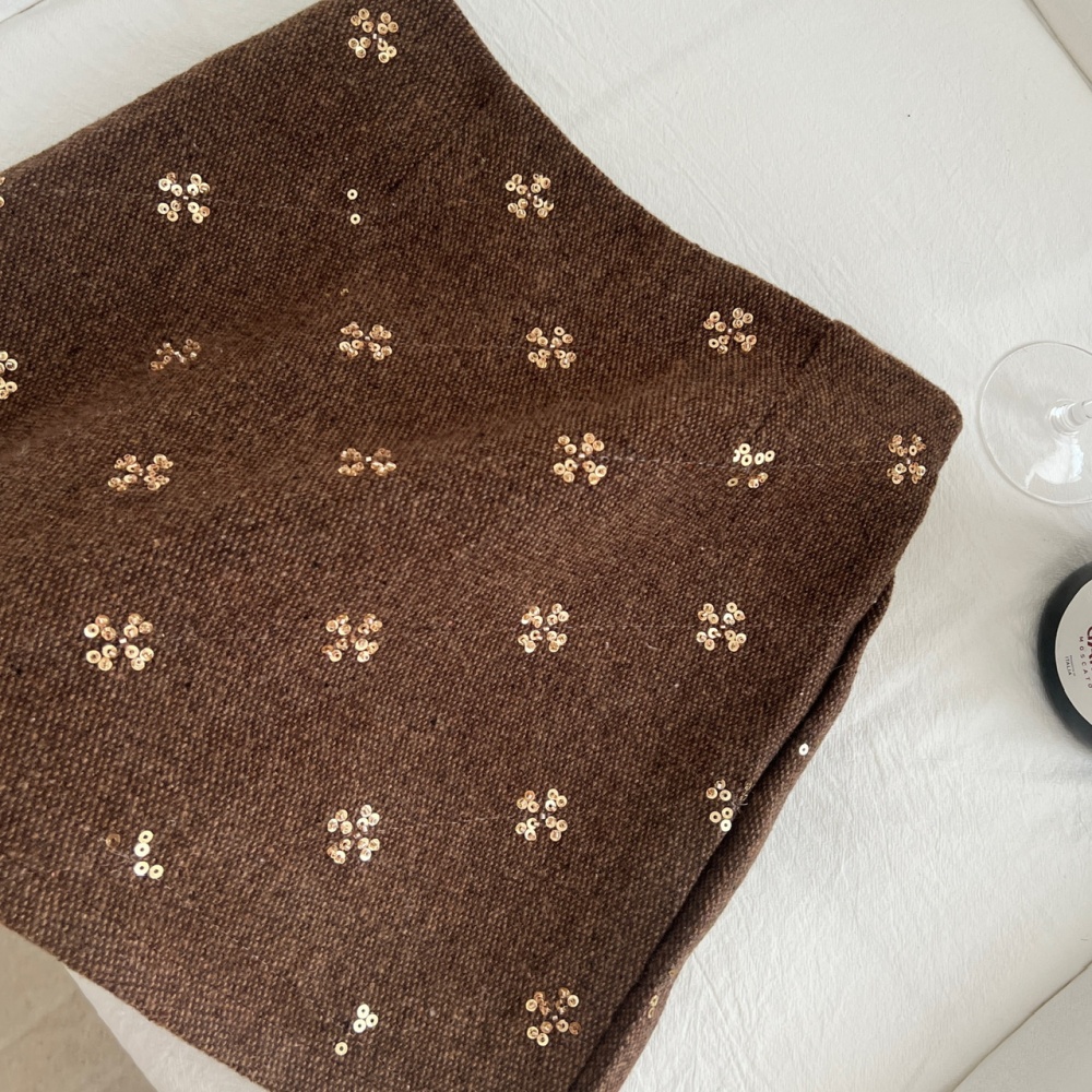 Woolen skirt sequins short skirt