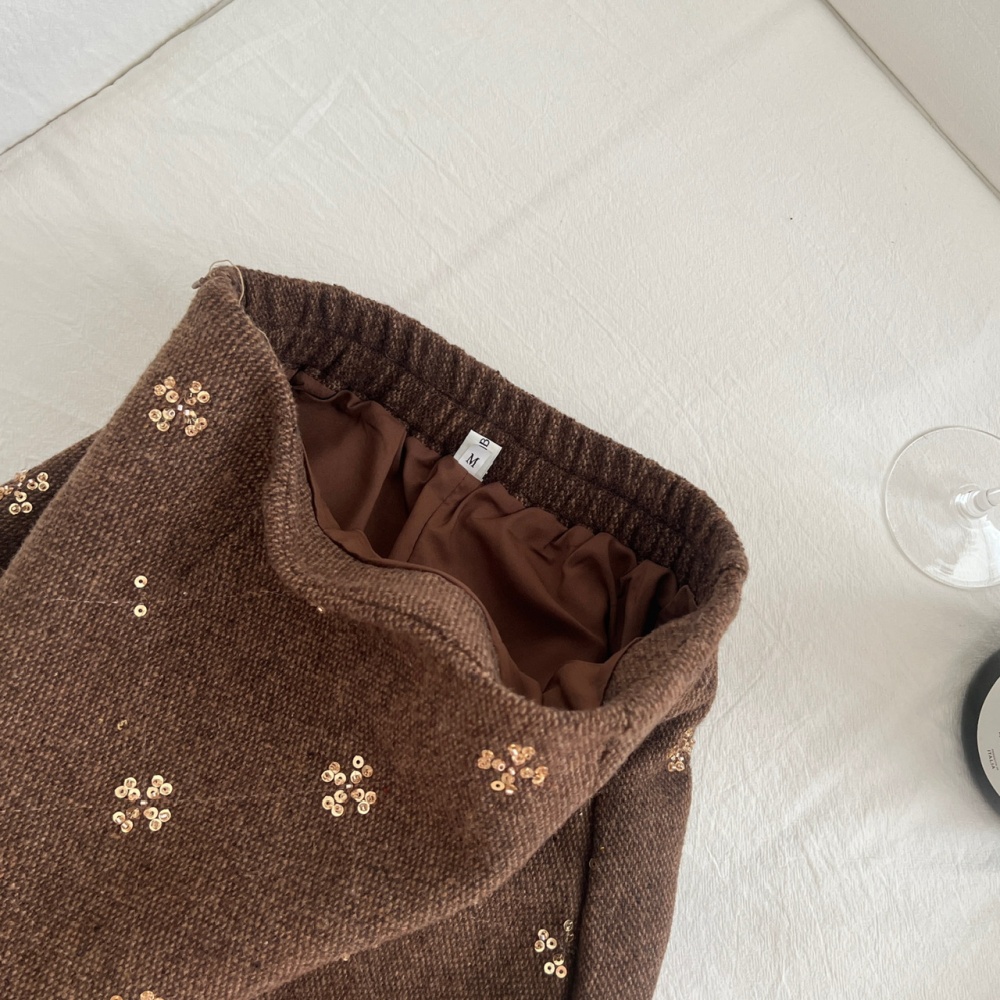 Woolen skirt sequins short skirt