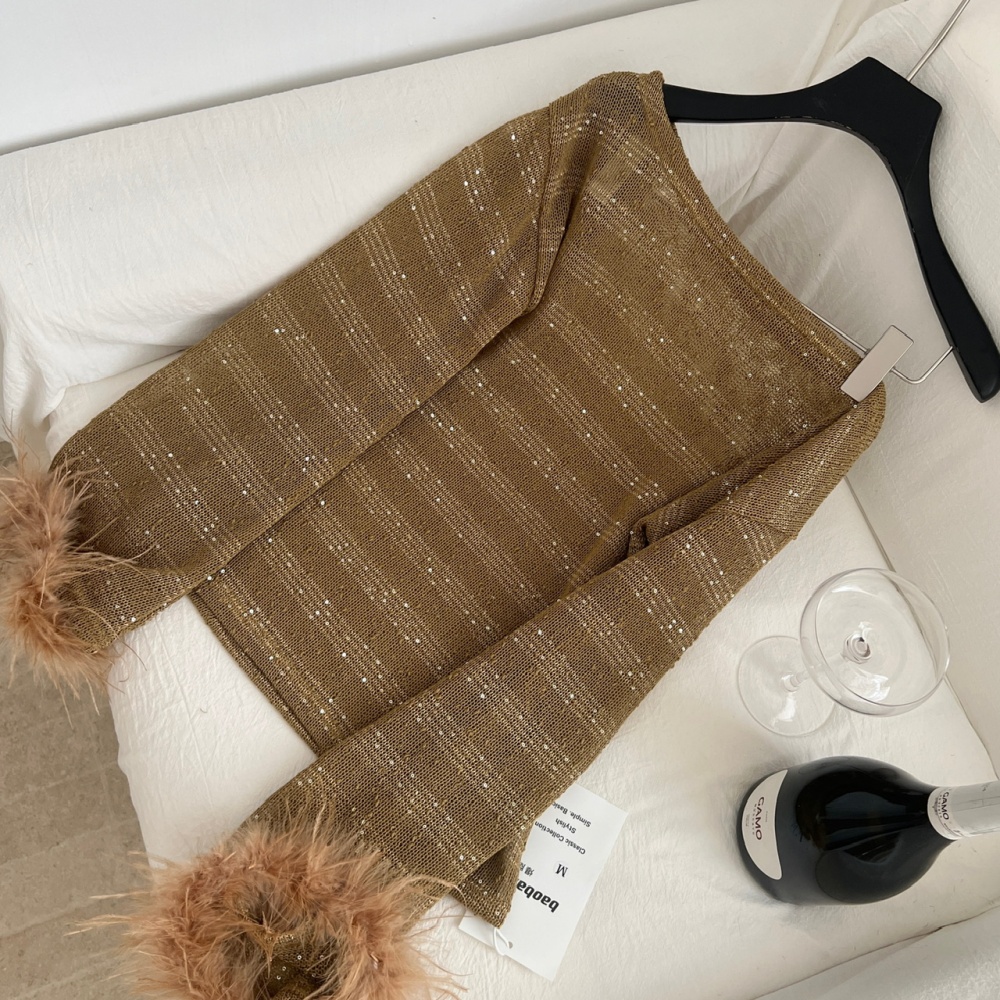 Pink sloping shoulder skirt enticement tops a set for women