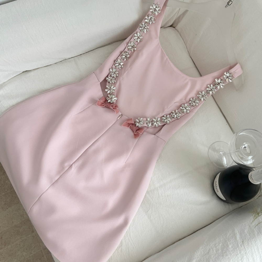 Rhinestone dress halter strap dress