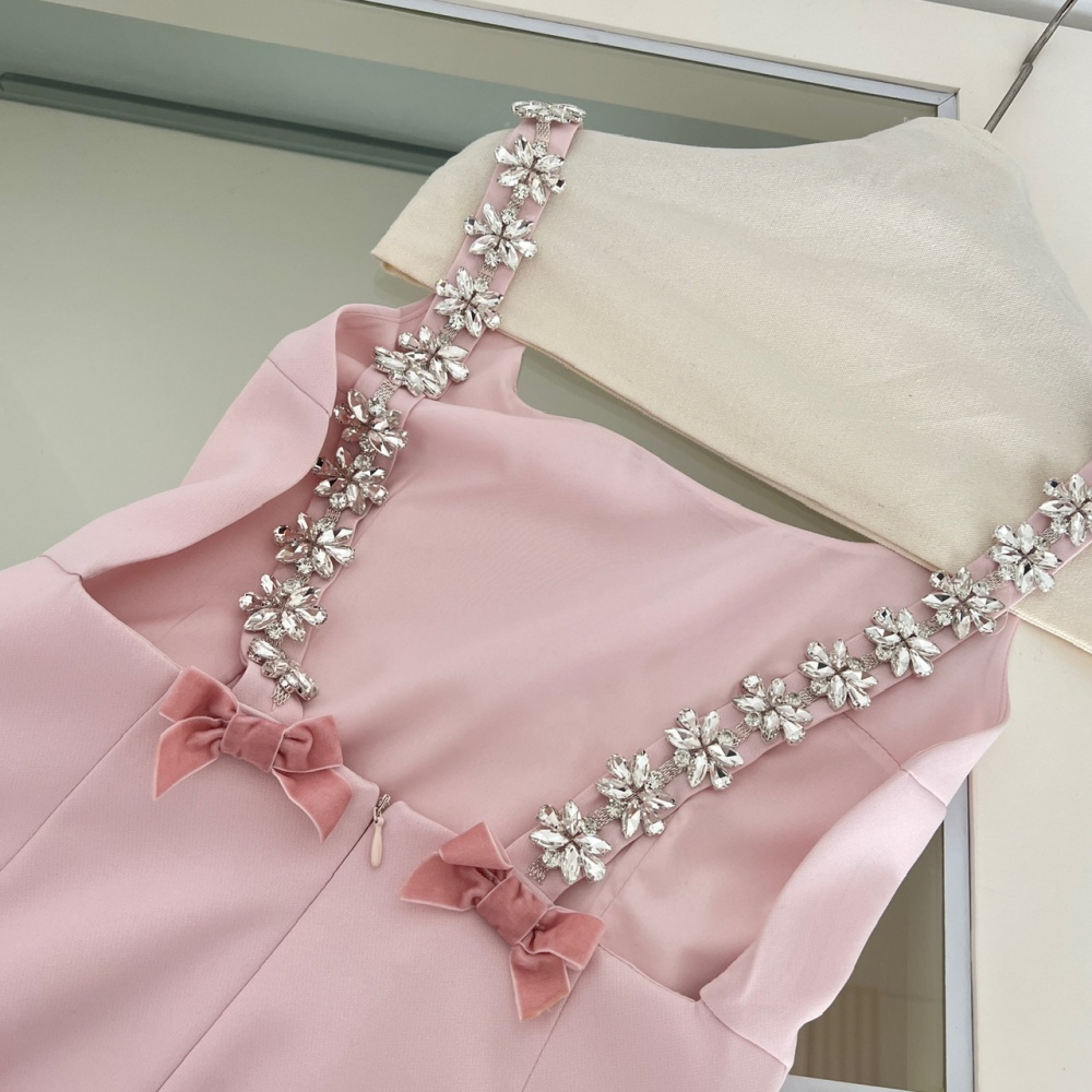 Rhinestone dress halter strap dress