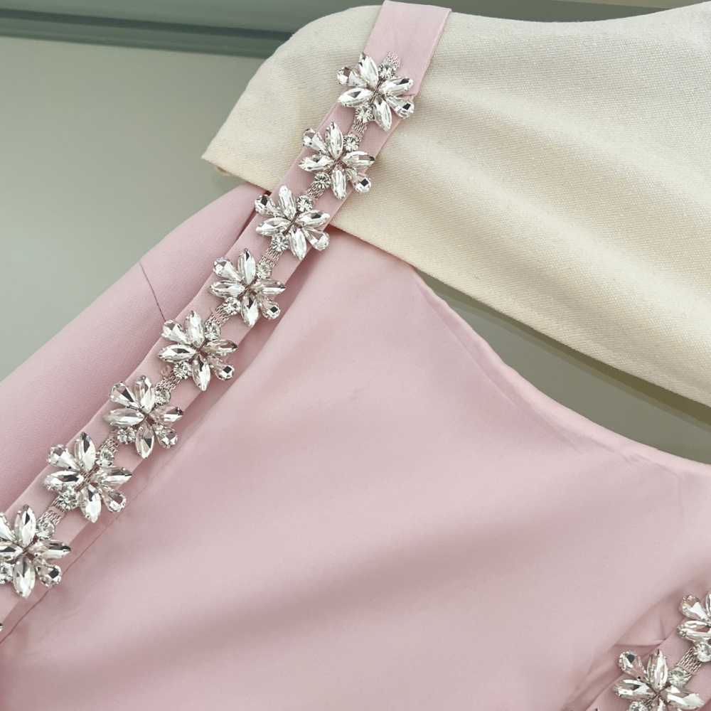 Rhinestone dress halter strap dress