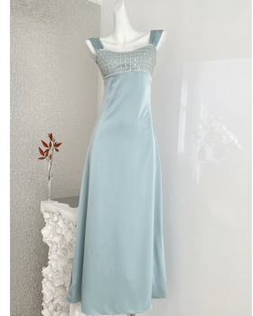 Sequins satin dress banquet light luxury formal dress