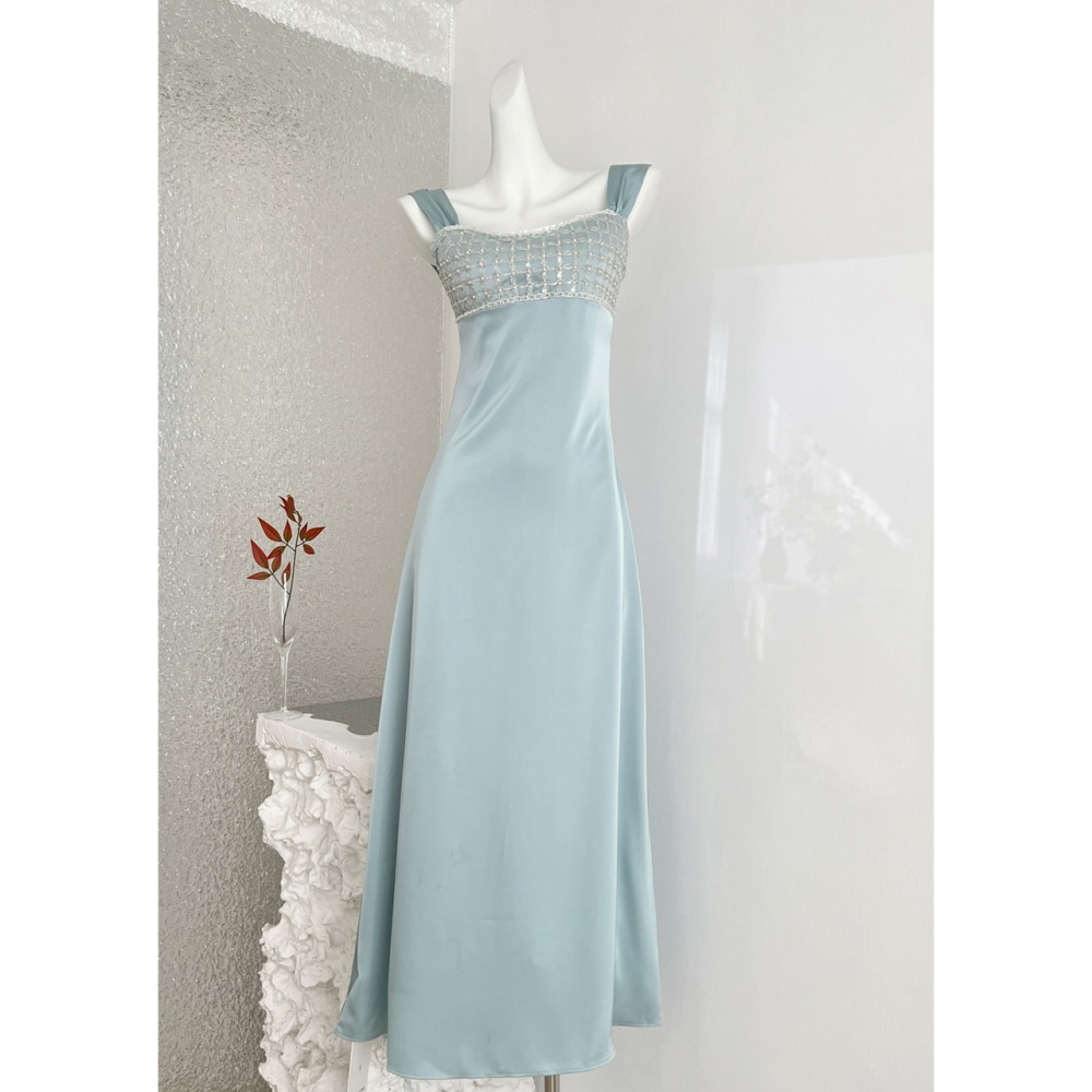 Sequins satin dress banquet light luxury formal dress
