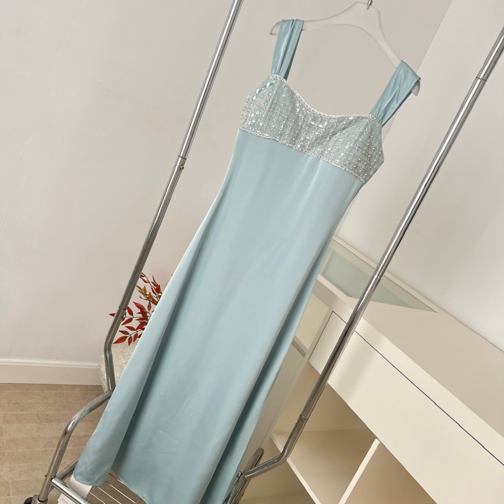 Sequins satin dress banquet light luxury formal dress