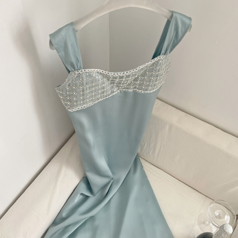 Sequins satin dress banquet light luxury formal dress