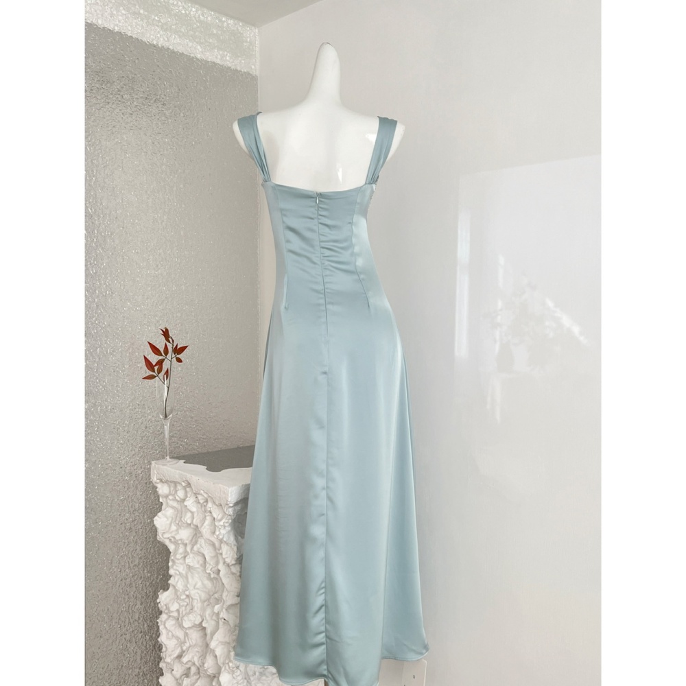 Sequins satin dress banquet light luxury formal dress